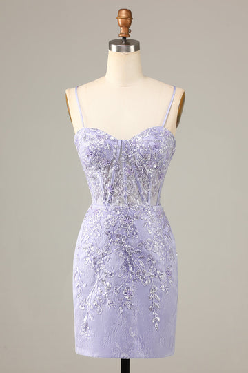 Pretty Bodycon Corset Cocktailkjole med blonder detalj